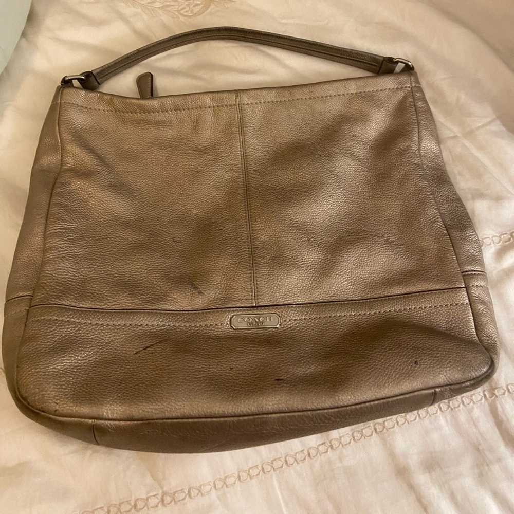 Coach Gold Leather Shoulder Hobo Bag